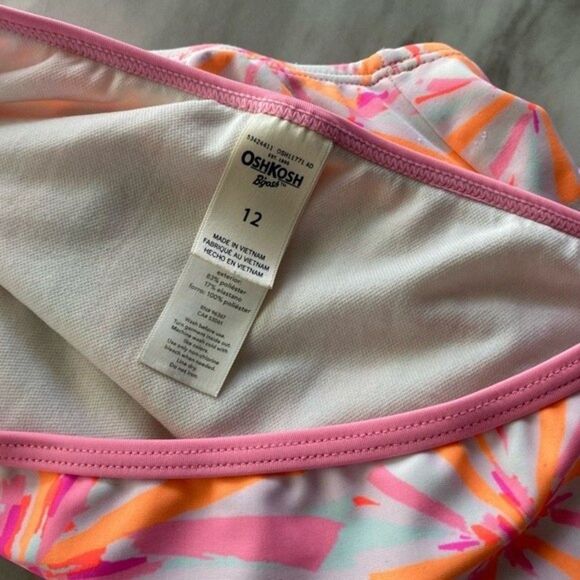 OshKosh B’gosh Tankini Summer Pink / Orange Adorable Swirl Print- Girls Size 12 - Picture 10 of 12